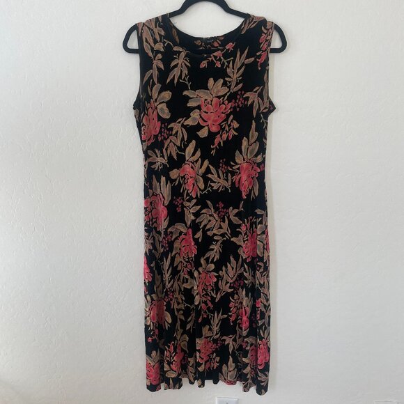 Vintage Floral Flower Hipster Hippie Artsy Boho Chic Picnic Party Midi Hip Dress - Picture 1 of 4
